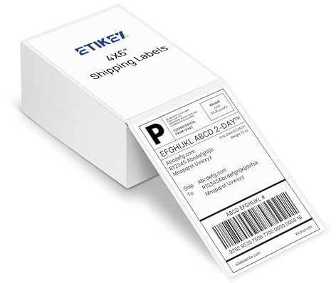 ETIKEZ 4x6 Thermal Shipping Labels, Fanfold Perforated Sticker, 500 Pack