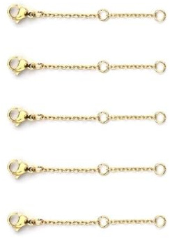 Kedjeförlängare Choker, Halsband Hänge Förlängningskedja Hummerlås Anslutningar Guld och silverfärgad 3-10 cm Paket med 5