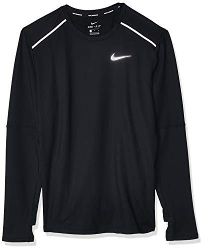 Nike Men Element Crew 3.0 Long Sleeve Shirt - Black/Reflective Silver, X-Large