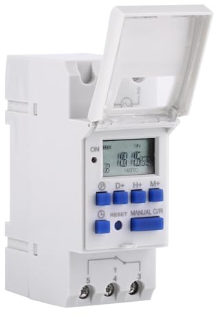 TOPINCN Programmateur Horaire Electrique Minuterie Relais Interrupteur Horaire Afficheur LCD Préréglage Hebdomadaire Programmable (220V)