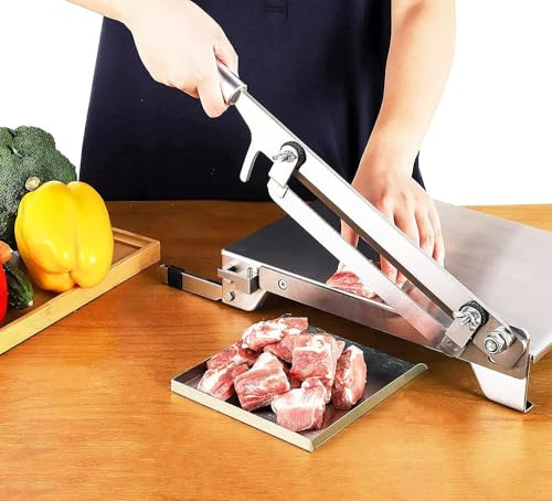 CGOLDENWALL Upgraded Manual Ribs Meat Chopper Slicer Stainless Steel Small Bone Meat Cutter Beef Mutton Household Vegetable Food Slicer Slicing Machine for Home Cooking
