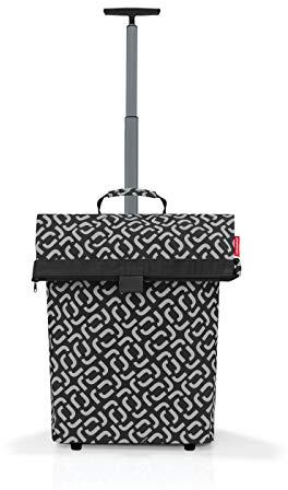 reisenthel Trolley M in Signature Schwarz, Rahmen: Dunkelgrau – Praktischer Shopping-Trolley mit viel Stauraum und Reißverschluss ​– Aus wasserabweisendem Material