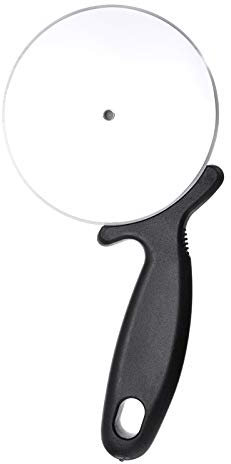 1 roulette à pizza ronde professionnelle en acier inoxydable, poignée en plastique, noir