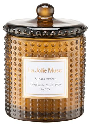 75 Stunden lange Brenndauer, LA JOLIE MUSE Sahara Ambre Kerze, Duftkerze für Frauen, Amber-Kerze, Duftkerzen-Geschenk, Festtagskerzen für ein duftendes Zuhause, 10 oz