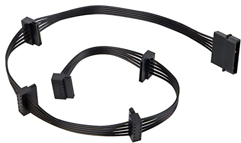 YieJoya 4pin IDE Molex to 15 Pin SATA Power Supply Cable, Large 4Pin Male to 5 x 15 Pin SATA Female Hard Drive Power Splitter Adapter Cable for DIY PC