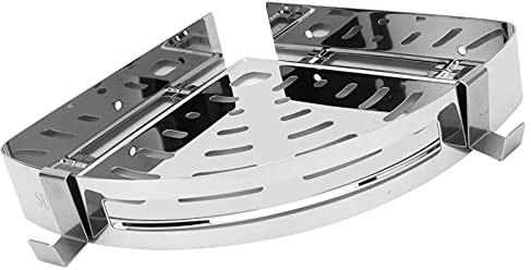 Cesta de ducha de acero inoxidable, Cesta de ducha de esquina con ganchos, Estante de cesta de esquina de ducha de baño montado en la pared para baño Dormitorio Cocina