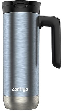 Contigo Superior 2.0 Stainless Steel Travel Mug with Handle Leak-Proof Lid Double-Wall Insulation for Hot & Cold Beverages, 20oz ,Dark Ice, Ideal for Commuting and Travel