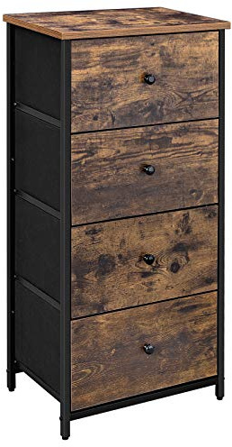 SONGMICS Chest of Drawers, with 4 Fabric Drawers, Wooden Tabletop | Chest of Drawers, Storage Organizer, Metal Frame, for Living Room, Closet, Rustic Brown, BELLAH Collection LGS04H