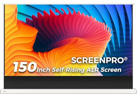 SCREENPRO 150 inch Non-Tensioned Floor Rising Projector Screen, Motorized Self-Rising ALR Projector Screen with Remote, 16:9 Electric Home Theater Screen for 4K Ultra Short Throw Laser Projector