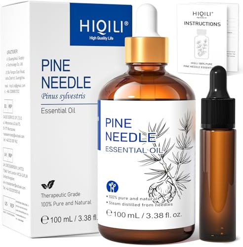 HIQILI Aceite de Aguja de Pino, 100% Natural para Difusor, Cuidado de la Piel, Fabricación de Velas, Relajación, Sueño - 100ml