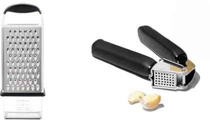 OXO Good Grips Box Grater,Silver/Black & Good Grips Garlic Press