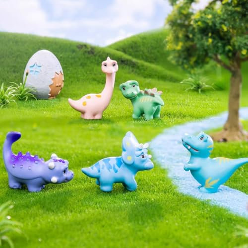 TIutmivo 5PCS Mini Dinosaurier-Figuren Set, Dinosaurier Statuen, für Miniatur-Landschafts- und Gartendekoration (B)