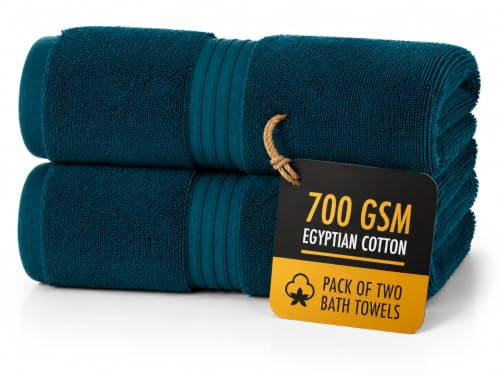 ALSAP Blue Lagoon Bath Towels Set Of 2 (130x70cm) – 700 GSM Super Absorbent Egyptian Cotton Bath Sheets – Hotel Quality Quick Dry Bathroom Towels for Home, Spa, Gym, Beach & Swimming Pool