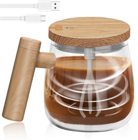 SPORWAY Selbstrührende Tasse 400ML: Elektrischer Rührbecher Wiederaufladbar Selbstrührender Becher, Tragbarer Kaffeetassen mit Automatischem Rührer für Kaffee, Milch, Proteinpulver