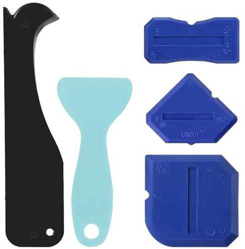 WOLMIK Lot de 5 outils de lissage pour joints en silicone - Grattoir en silicone - Outils d'étanchéité pour cuisine, salle de bain, sol, carrelage