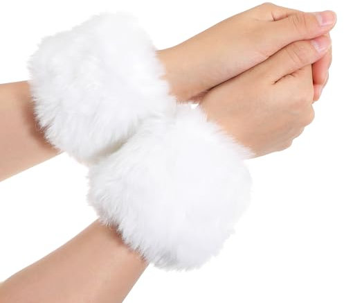 Xinjoduz 2 Stück Pulswärmer Kunstpelz Damen Pulswärmer Pelz Armstulpen Fell Pulswärmer Pelz Flauschige Kunstpelz Kurze Handgelenk Armstulpen Warmers Fell Für Frauen Mädchen Gefälligkeiten