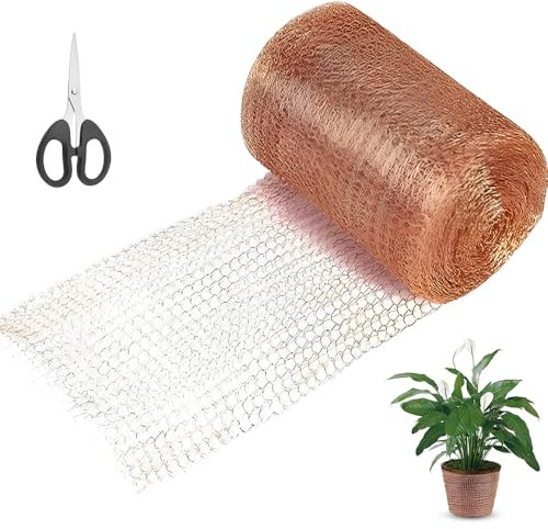 HOVCEH Ruban de cuivre contre les escargots - 127 mm x 15 m - 100 % pur - Filet en cuivre - Protection contre les limaces et les escargots - Rouleau de grille en cuivre avec ciseaux - Protection des