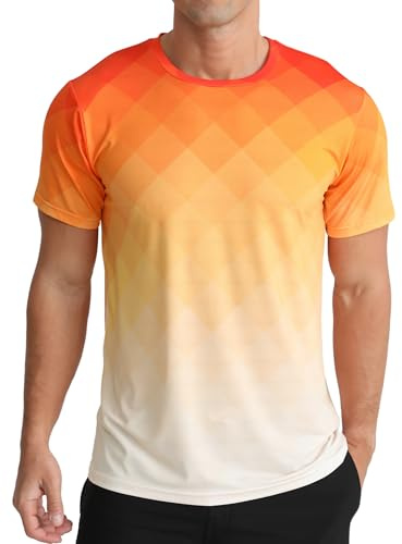 Men's Athletic T-Shirt Performance Gym Shirt Quick Dry Moisture Wicking for Running Workout Outdoor Short Sleeve Lightweight Tops Orange