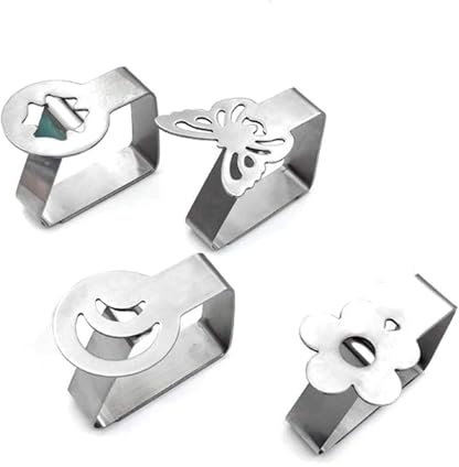 CASOME Lot de 4 Pinces à Nappe en Acier Inoxydable Motif Fleur et Lune