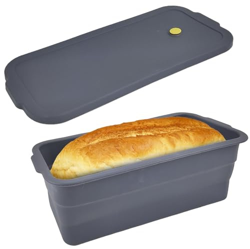 Aromaticaerope Stampo Pane in Cassetta con Coperchio, Pieghevole Stampo Plumcake Silicone, Superficie Resistente al Calore e Antiaderente, Ideale per Preparare Pane Tostato (32 × 14.5 × 11.5 cm)