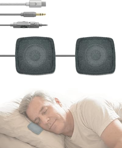 Avantree Slumber Duo – Almohada Altavoz con Cable para Dormir, Audio Estéreo Suave, Control De Volumen En Línea, USB-C Y AUX, Sin Carga, Auriculares para Dormir, Podcasts y Audiolibros