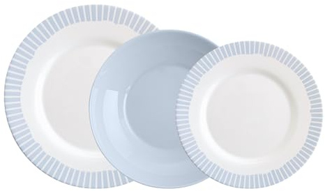 Luminarc Vajilla de vidrio opal Romantic 12 piezas para 4 personas | Azul, diseño redondo, acabado decorado, apilable, fabricada en Francia, apta para microondas y frigorífico
