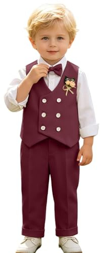 Generisch Ensemble de vêtements d'été élégants avec gilet, tenue festive pour mariages, spectacles, anniversaires et autres occasions, petit garçon, mode performance
