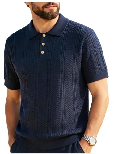 Shuanghao Polos T-Shirt Homme Manches Courtes en Tricot l'Été Chemise,Extensible Respirant Doux Légèreté,Sport Golf,Décontracté Vacances,Travail Quotidien Chemise Polos Col V pour Homme