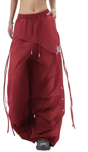 Skateboard Frog Pantalon Cargo Femme Baggy Streetwear Danse Léger Parachute | Pantalon parachute cargo hip hop y2k baggy taille haute pour hip hop avec cordon serrage taille et cheville ajustable sport