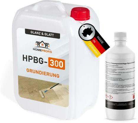 Home Profis® HPBG-300 2K Epoxidharz Tiefgrund für Bodenbeschichtung & Steinteppich | Grundierung für Innen & Außen | 100% Wasserdichter Primer | Beton Estrich Keller Garage Balkon Terrasse | Bis 50m²