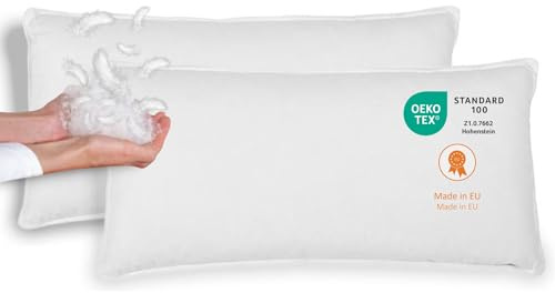 Sleepling Uppsättning av 2 dunkuddar, fjäderkuddar 40 x 80 cm, 100 % dun och fjädrar