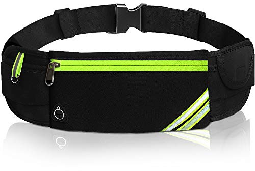Running Belt, Waist Fanny Pack for Women and Men Reflective Run Bag Waist Belt, Waistpacks with Water Resistant Adjustable Elastic Strap, Fitness Phone Holder for Running and Outdoor Activities