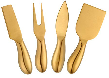 Lot de 4 couteaux à fromage en acier inoxydable Doré