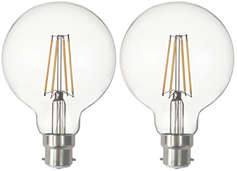 SD LUX B22 LED-glödlampor Globe BC vintage filament LED-lampor G95 Ingen flimmer Edison bajonett LED-lampor – 8 W 850 LM varmvit 2 700 K, icke-dimbar, 2 paket