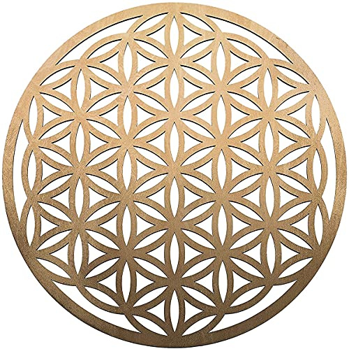 Fourth Level MFG 12 Flower of Life, Seed of Life, home decor, wooden wall art, sacred geometry art, sculpture, wall decorations, chakra banner, crystal grid (Gold)