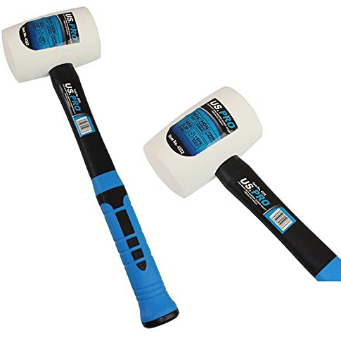 US Pro 32oz White Rubber Mallet Non Marking Hammer Face Fibreglass