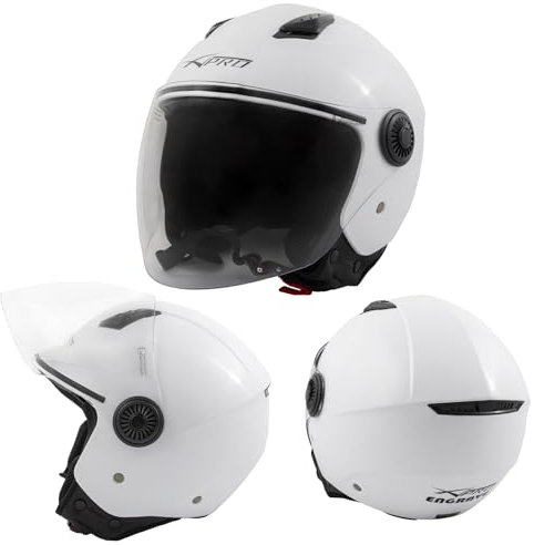 A-pro Jet Casco Moto Scooter Quad ECE 22-06 Visera larga Pantalla Blanco XS