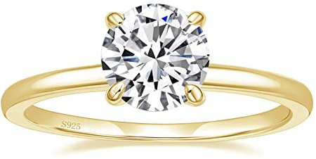 Titaniumcentral ringar damer silver 925 roséguld guld solitär ring 1,5CT rund zirkon förlovningsringar löfte frieri ansökan ring, Zirconium, Kubisk zirkonia