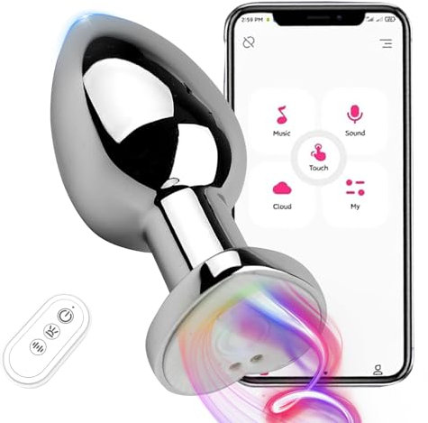 ChicLSQ Metall Analplug LED Leuchtender Analvibratoren mit APP Bluetooth Fernbedienung 10 Vibrationsmodi Prostata Stimulaor Butt Plug G Punkt Vibrator Dildo Sexspielzeug für Männer Frauen Paare（M）