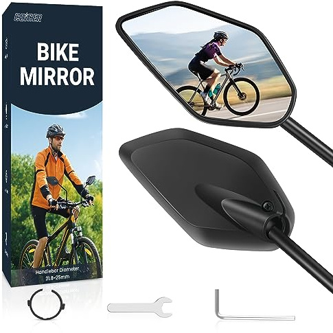 2 espejos retrovisores para bicicleta eléctrica HD 360°, giratorios y plegables, espejos retrovisores, accesorios extra grandes de superficie de espejo de cristal resistente a los impactos