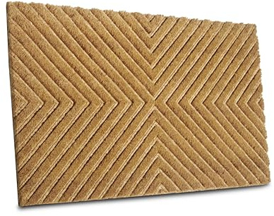 Hanse Home Felpudo de Coco para Interior – Natural, Alfombrilla de Coco patrón geométrico, Antideslizante, Felpudo para Pasillo, terraza, Entrada – 45 x 75 cm