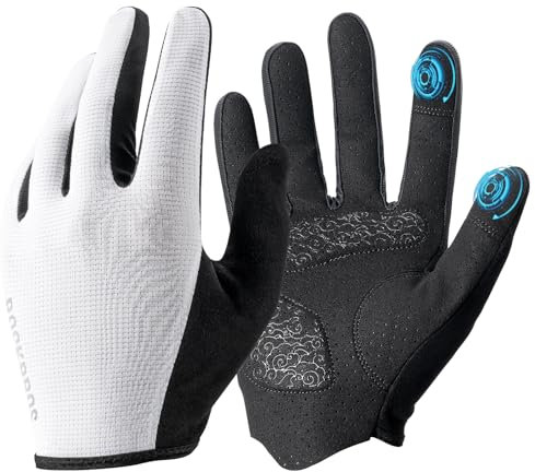 ROCKBROS Road to Sky Fahrrad Handschuhe Frühling Sommer Fahrradhandschuhe Touchscreen Atmungsaktive Stoßfeste Laufhandschuhe Damen/Herren für Radfahren, Laufen, Fitness, Wandern Weiß XL