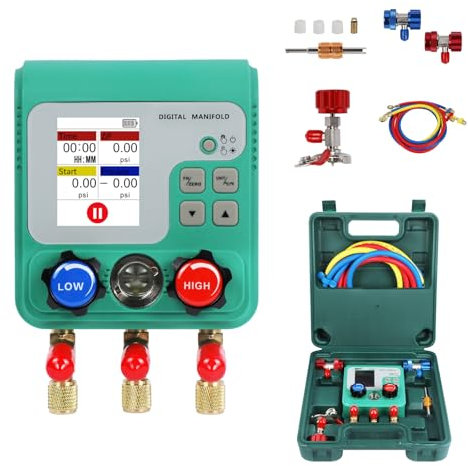 KAISAL Digitale Kältemittel Monteurhilfe Set für 92 Kühlmittel R32 R134A R22 R410A R1234YF HVAC Messgeräte Dualer Stresstest Manifold Gauge