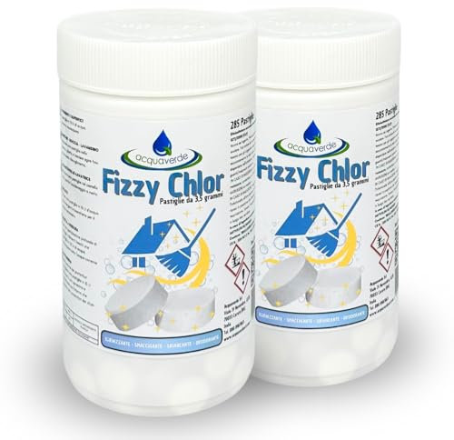 acquaverde | FIZZY CHLOR, Candeggina Effervescente in Pastiglie da 3,5 gr. - 2 kg, Cloro Attivo Multiazione per la Pulizia di Casa, Superfici, Bagno e Bucato: Igienizzante, Smacchiante e Sbiancante