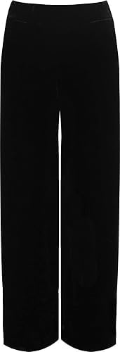 Pantalons Velour Velours Jambe Large Femmes Dames Pantalon évasé Taille Élastique Plus Taille Palazzo Chaud Pour Soirée Pantalon Chic, Noir , 44-46