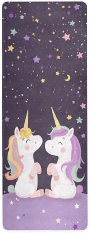 Cgiub Tapis de yoga licorne mignon pour le sport, les étirements, le Pilates, 180 x 66 cm, fin et antidérapant, tapis d'exercice de fitness, tapis de voyage, tapis d'entraînement à la maison