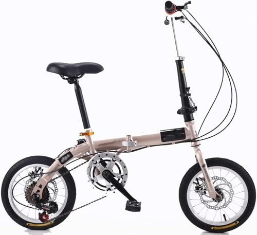 14 Inch Bicicleta Plegable para Estudiantes Y Adultos, Bicicleta con Cuadro De Rueda Delantera Y Trasera Fabricado En Acero Al Carbono, Bicicleta Plegable Súper Ligera 1 Una Sola Velocidad