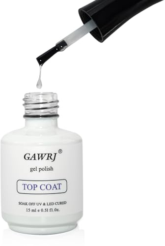 GAWRJ Gel Top Coat No Wipe 15ml - Ultra Glossy Top Coat Gel Nail Polish, Soak Off UV LED Curing, Long Lasting Shine for DIY Nail Art