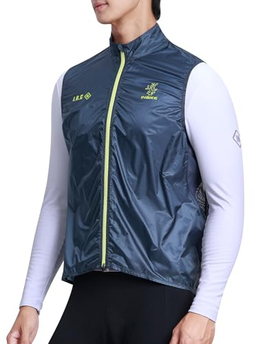 INBIKE Gilet da Ciclismo Leggero Uomo Impermeabile Antivento con Rete Traspirante Ripiegabile, con Taschino Posteriore e Riflettenti, per Corsa e Outdoor