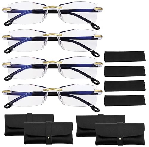 4 Pcs Occhiali Autofocus Automatico Zoom Intelligente Occhiali Con Messa A Fuoco Automatica Per Leggere Lavorare Guidare Uscire Unisex Leggeri Comodi,4 Custodia In Pelle 4 Panno Per Gliocchiali